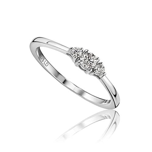 MIORE Damen Ring | echtes 9 Karat (375) Weißgold | mit 3 Diamanten von 0,15 Karat | Goldring | hautfreundlicher Brillant Ring | Verlobungsring | handgemachter Damen Schmuck von MIORE