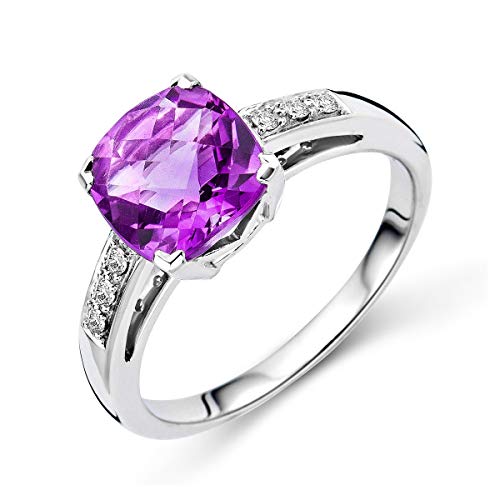MIORE Damen Verlobungsring aus 9KT (375) Weißgold mit Amethyst 2.67 ct und Diamant Brillanten 0.06 ct von MIORE