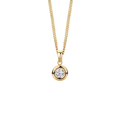 MIORE Kette Damen aus 375 Gelbgold 9 Karat, Goldkette, Halskette mit Solitär Anhänger aus Zirkonia Stein, Kettenanhänger und Panzerkette 45cm Lang aus Echtgold, Schmuck Damen, Goldschmuck MIORE Kette Damen aus 375 Gelbgold 9 Karat, Goldkette, Halskette mit Solitär Anhänger aus Zirkonia Stein, Kettenanhänger und Panzerkette 45cm Lang aus Echtgold, Schmuck Damen, Goldschmuck von MIORE