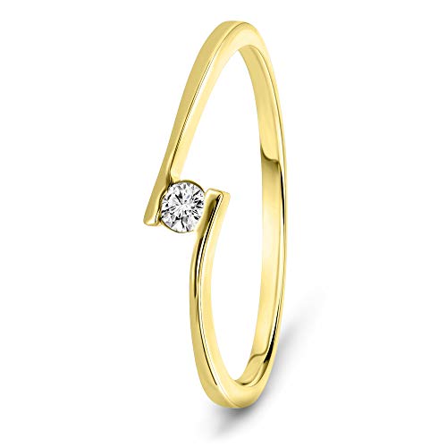 MIORE Ring Damen 0.05 Ct Solitär Diamant Verlobungsring aus Gelbgold 9 Karat / 375 Gold, Schmuck von MIORE