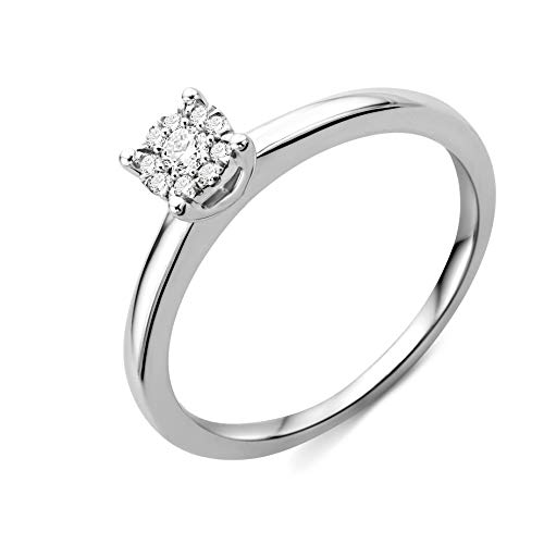 Miore Ring Damen Diamant Verlobungsring Weißgold 9 Karat / 375 Gold Diamanten Brillanten 0.10 Ct, Schmuck von MIORE