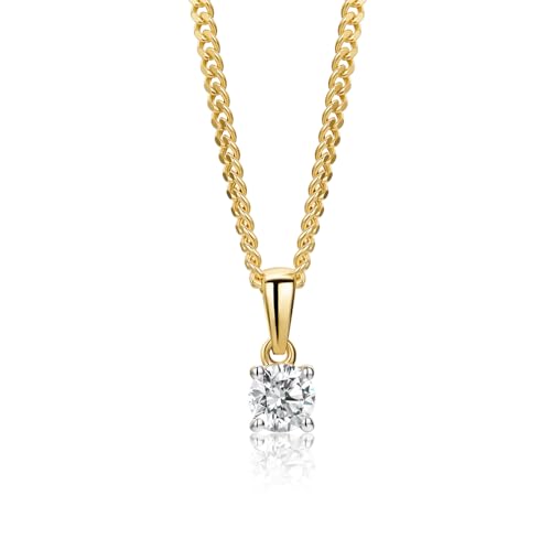 MIORE Schmuck, HalsKette Damen, vergoldete Kette Silber 925, Kettenanhänger Gold 375 9kt mit Diamant 0.25 Ct, Echt Gold Anhänger, Gliederkette Silber, Silberkette, Damen Schmuck Handgemacht von MIORE