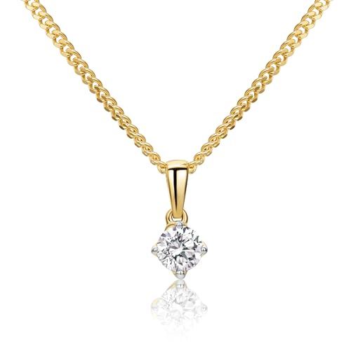MIORE Schmuck, HalsKette Damen, vergoldete Kette Silber 925, Kettenanhänger Gold 375 9kt mit Diamant 0.25 Ct, Echt Gold Anhänger, Gliederkette Silber, Silberkette, Damen Schmuck Handgemacht MIORE Schmuck, HalsKette Damen, vergoldete Kette Silber 925, Kettenanhänger Gold 375 9kt mit Diamant 0.25 Ct, Echt Gold Anhänger, Gliederkette Silber, Silberkette, Damen Schmuck Handgemacht von MIORE