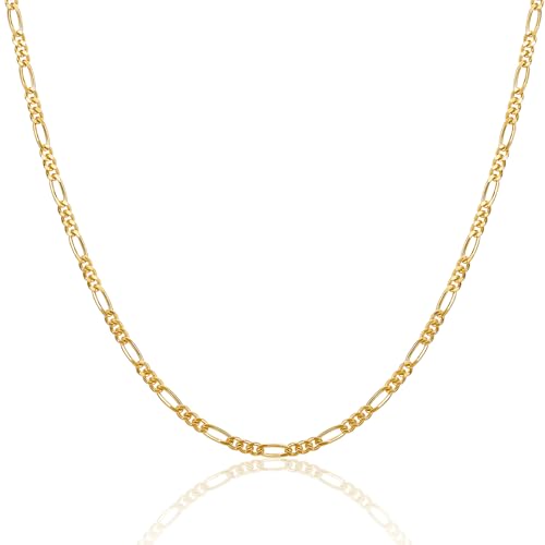 MIORE Schmuck Damen, 46 cm Kette Damen 925 Silber 18K vergoldet, Figaro Gliederkette Langgliedrig, Vergoldete Silberkette Frauen 925 Ohne Anhänger, Allergenfrei & Handgemacht in Italien MIORE Schmuck Damen, 46 cm Kette Damen 925 Silber 18K vergoldet, Figaro Gliederkette Langgliedrig, Vergoldete Silberkette Frauen 925 Ohne Anhänger, Allergenfrei & Handgemacht in Italien von MIORE