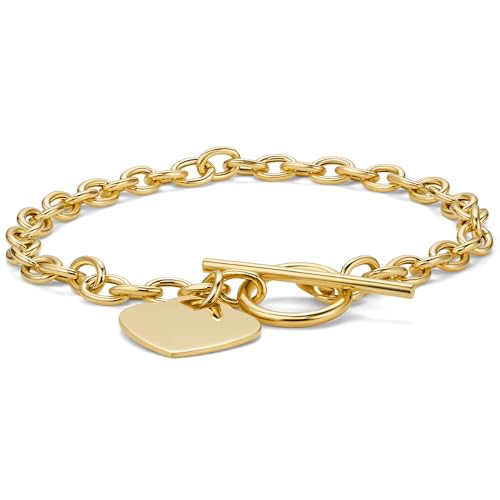 MIORE Schmuck Damen, Armband Damen Silber 18 K Vergoldet, Armband Silber 925 Mit Herz Charm Anhänger, Armreif Frauen Vergoldet, Armkette Länge 19cm, Hypoallergen & Handgemacht in Italien MIORE Schmuck Damen, Armband Damen Silber 18 K Vergoldet, Armband Silber 925 Mit Herz Charm Anhänger, Armreif Frauen Vergoldet, Armkette Länge 19cm, Hypoallergen & Handgemacht in Italien von MIORE