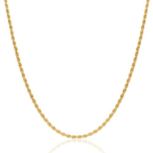 MIORE Schmuck Damen, Collier Kette Damen, 18K Vergoldete Kette Silber 925 Frauen, Kordelkette, Silberkette 925 Ohne Anhänger, Halskette 50cm, Allergenfrei & Handgemacht in Italien MIORE Schmuck Damen, Collier Kette Damen, 18K Vergoldete Kette Silber 925 Frauen, Kordelkette, Silberkette 925 Ohne Anhänger, Halskette 50cm, Allergenfrei & Handgemacht in Italien von MIORE