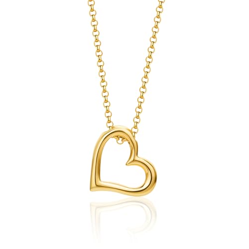 MIORE Schmuck Damen, Kette Damen Silber 18 Karat Vergoldet, Silberkette Mit Herz Anhänger, HalsKette, Herzkette Silber 925, Vergoldete Kette, Allergenfrei & Handgemacht in Italien MIORE Schmuck Damen, Kette Damen Silber 18 Karat Vergoldet, Silberkette Mit Herz Anhänger, HalsKette, Herzkette Silber 925, Vergoldete Kette, Allergenfrei & Handgemacht in Italien von MIORE