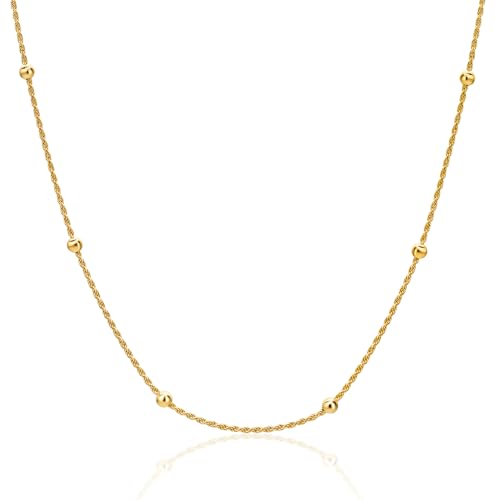 MIORE Schmuck Damen, Kette Damen Silber 925, Silberkette Länge 45cm, Vergoldete Kette Silber Frauen, Kordelkette Mit Kugeln, 18 Karat Vergoldet, Allergenfrei & Handgemacht in Italien MIORE Schmuck Damen, Kette Damen Silber 925, Silberkette Länge 45cm, Vergoldete Kette Silber Frauen, Kordelkette Mit Kugeln, 18 Karat Vergoldet, Allergenfrei & Handgemacht in Italien von MIORE