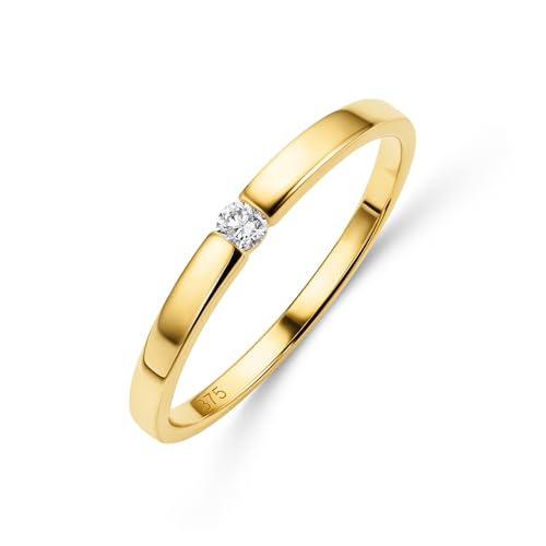 MIORE Schmuck Damen, Verlobungsring Damen, Ring Gold 375 9kt mit Diamant 0.05 Ct in Spannungsfassung, Echt Gold Damenring, Goldring, Ring Damen, Damenschmuck Handgemacht von MIORE
