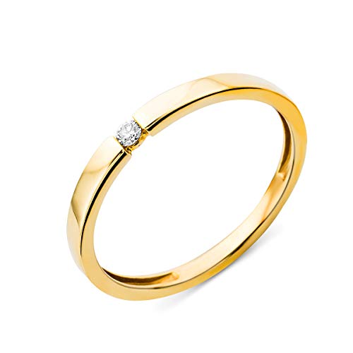 MIORE Schmuck Damen 0.03 Ct Diamant Verlobungsring mit Solitär Brillant Ring aus Gelbgold 9 karat/ 375 Gold von MIORE