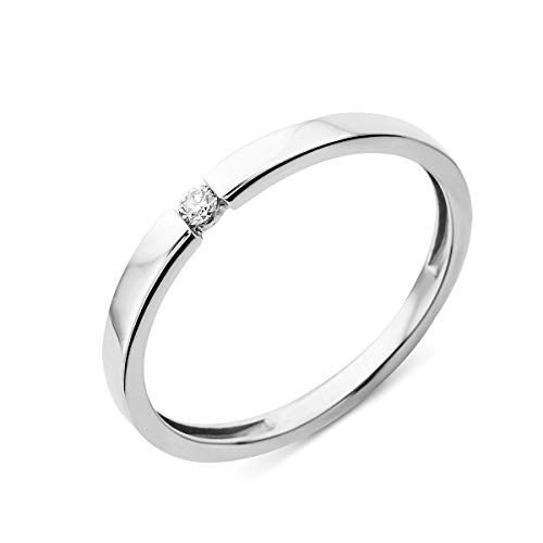 Miore Schmuck Damen 0.03 Ct Diamant Verlobungsring mit Solitär Brillant Ring aus Weißgold 9 karat/ 375 Gold von MIORE