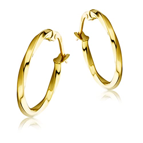 MIORE Schmuck –Gelbgold 750 18K-Ohrringe Damen, Creolen Gold gedreht, Ohrringe Gold, Damenohrringe in hochwertiger Schmuckschachtel, Goldschmuck Damen, Ohrschmuck allergenfrei & handgemacht in Italien von MIORE