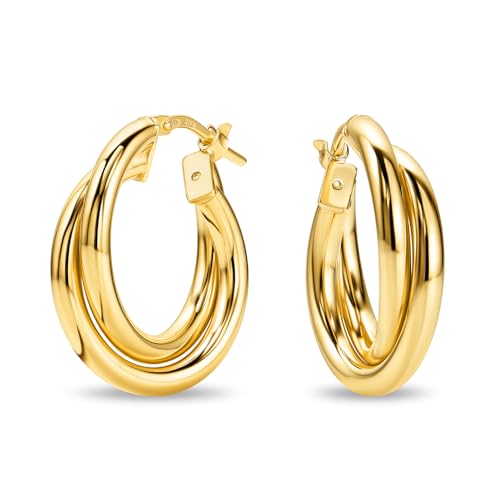 MIORE Schmuck Handgefertigt in Italien, Ohrringe Silber 925, Creolen Silber 925, Chunky Hoops 15 mm Durchmesser, Ohrringe Vergoldet 18K Gold, Runde Hoops Ohrringe Damen, Ohrschmuck MIORE Schmuck Handgefertigt in Italien, Ohrringe Silber 925, Creolen Silber 925, Chunky Hoops 15 mm Durchmesser, Ohrringe Vergoldet 18K Gold, Runde Hoops Ohrringe Damen, Ohrschmuck von MIORE