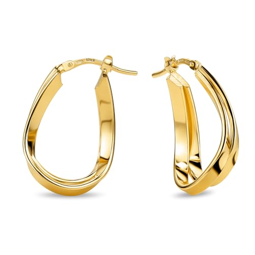 MIORE Schmuck Handgefertigt in Italien, Silber 925 Creolen Tropfen 20 mm Durchmesser, Vergoldet 18K Gold, Creolen, Ohrringe Damen, Ohrschmuck von MIORE