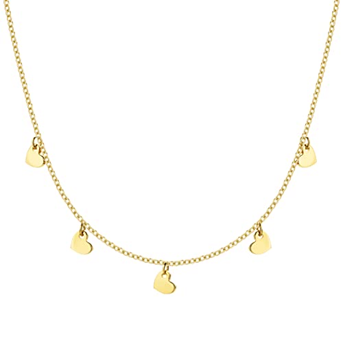 MIORE Schmuck für Damen Herzen Collier Halskette mit kleinen Charm Herzanhängern klassische Anker Kette aus Gelbgold 9 Karat 375 Gold, Länge 40-42 cm verstellbar MIORE Schmuck für Damen Herzen Collier Halskette mit kleinen Charm Herzanhängern klassische Anker Kette aus Gelbgold 9 Karat 375 Gold, Länge 40-42 cm verstellbar von MIORE