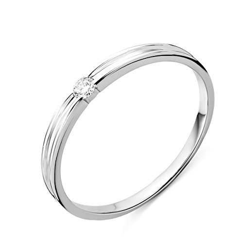 MIORE Solitär Damen Ring | Diamant Ring | echtes 9 Karat (375) Weißgold | mit echtem Diamant von 0,05 Karat | Goldring | Brillant Ring | Verlobungsring | handgemachter Damen Schmuck von MIORE