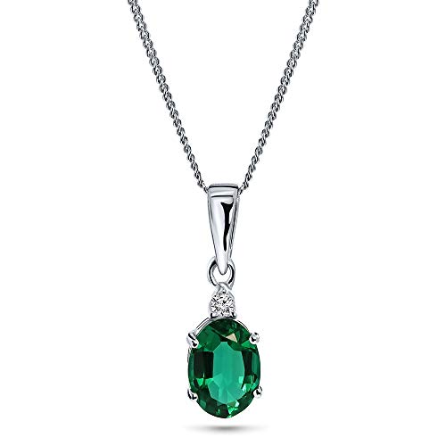MIORE Schmuck, Goldkette Damen, Diamanten Smaragd Edelstein Kette mit Kettenanhänger Gold, Gliederkette Gold 9 Karat 375 Weißgold, 45 cm lang, Halskette Damen von MIORE