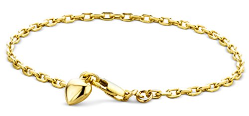 Miore Armband - Armreif Damen Gelbgold 9 Karat / 375 Gold Kette mit Herz 19 cm von MIORE