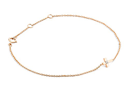 Miore Armband - Armreif Damen Kette Rosé 9 Karat/375 Gold mit Kreuz Diamant Brilliant 19 cm von MIORE