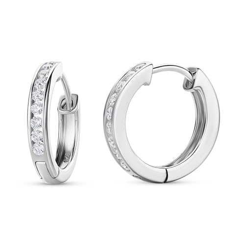 MIORE Damen Creolen | 925 Sterling Silber | mit 18 Zirkonias von 0,8 | hautfreundliche Silber Ohrringe | Damen Schmuck vom Juwelier von MIORE