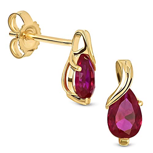 Miore Ohrringe Damen tropfen Ohrhänger mit Edelstein/Geburtsstein Rubin in rot aus Gelbgold 9 Karat / 375 Gold, Ohrschmuck Miore Ohrringe Damen tropfen Ohrhänger mit Edelstein/Geburtsstein Rubin in rot aus Gelbgold 9 Karat / 375 Gold, Ohrschmuck von MIORE