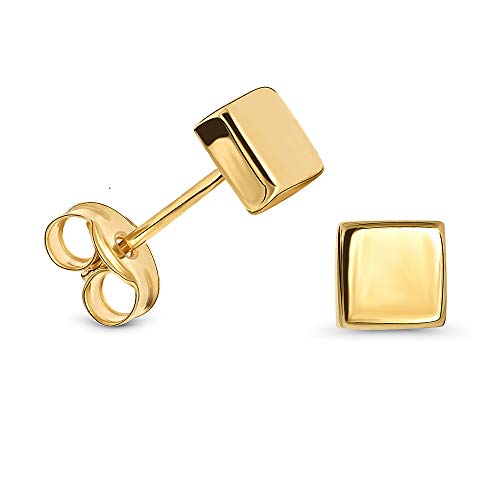 Miore Damen Ohrstecker 9 Karat – Viereckige Ohrringe aus 375 Gelbgold – Hochwertiger Gelbgold-Schmuck 4.5 x 4,5 mm von MIORE