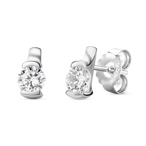 Miore Damen Ohrstecker 925 Sterling Silber Rundschliff Zirkonia Steinchen Silberfarbig von MIORE