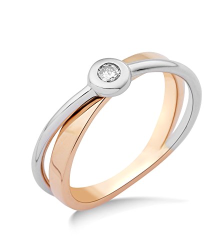 Miore Damen-Ring 14 Karat (585) Bicolor rhodiniert Diamant weiß Gr.54 (17.2) MRM403R4 von MIORE