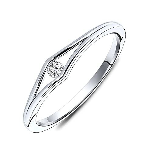 Miore Damen Solitär Verlobungsring aus 9KT (375) Weißgold mit diamant brillant 0.05 ct von MIORE