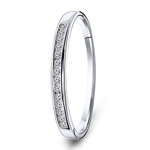 Miore Diamant Ring für Damen Ewigkeitsring aus 18 Karat/ 750 Weißgold mit Diamanten Brillanten 0.10 Ct, Schmuck (50 (15.9)) von MIORE