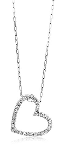 Miore Anhänger Kette mit Herz Weißgold 18 Karat / 750 Gold Diamant Brillianten 0.17 ct 45 cm von MIORE