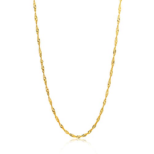 Miore Kette Damen Singapur Halskette Gelbgold 14 Karat / 585 Gold, Länge 45 cm Schmuck von MIORE