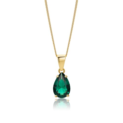 MIORE Schmuck, Goldkette Damen, Smaragd Edelstein Kette mit Kettenanhänger Gold, Gliederkette Gold 9 Karat 375 Gelbgold, 45 cm lang, Halskette Damen MIORE Schmuck, Goldkette Damen, Smaragd Edelstein Kette mit Kettenanhänger Gold, Gliederkette Gold 9 Karat 375 Gelbgold, 45 cm lang, Halskette Damen von MIORE