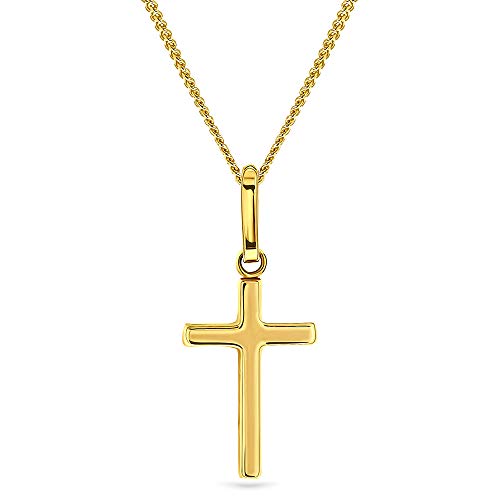 MIORE Kette Damen Halskette mit Anhänger Kreuz aus Gelbgold 9 Karat / 375 Gold, Halsschmuck 45 cm von MIORE