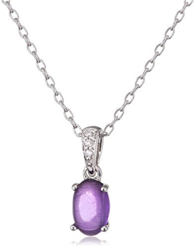 Miore Kette - Halskette Damen Weißgold 9 Karat / 375 Gold Kette Amethyst mit Diamant Brillianten 45 cm von MIORE