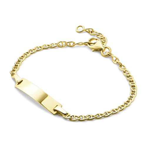 MIORE Kinderschmuck ID Armband mit Namensschild Armkettchen aus Gelbgold 9 Karat /375 Gold, Länge wählbar von 12-14cm von MIORE