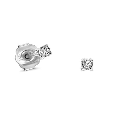 Miore Ohrringe Damen 0.02 Ct Solitär Diamant runde Ohrstecker aus Weißgold 9 Karat / 375 Gold, Ohrschmuck von MIORE