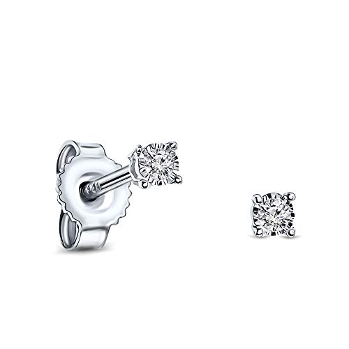 Miore Ohrringe Damen 0.05 Ct Solitär Diamant runde Ohrstecker aus Weißgold 9 Karat / 375 Gold, Ohrschmuck von MIORE