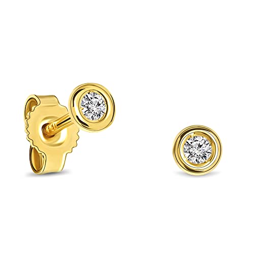 Miore Ohrringe Damen 0.08 Ct Solitär Diamant Ohrstecker aus Gelbgold 9 Karat / 375 Gold, Ohrschmuck von MIORE