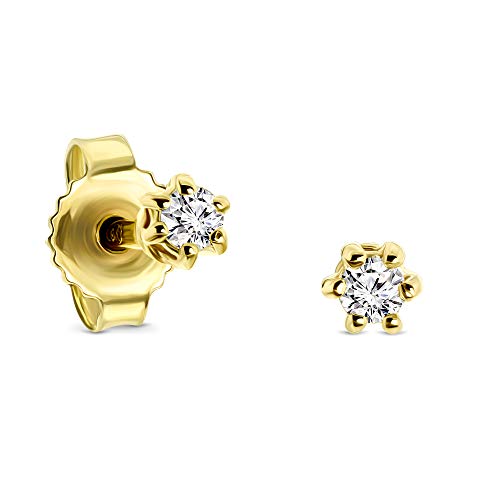 Miore Ohrringe Damen 0.08 Ct Solitär Diamant runde Ohrstecker aus Gelbgold 9 Karat / 375 Gold, Ohrschmuck Miore Ohrringe Damen 0.08 Ct Solitär Diamant runde Ohrstecker aus Gelbgold 9 Karat / 375 Gold, Ohrschmuck von MIORE