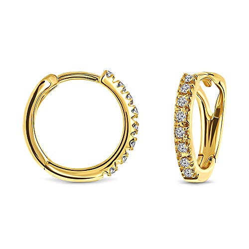 Miore Ohrringe Damen 0.10 Ct Diamant Creolen aus Gelbgold 18 Karat / 750 Gold, Ohrschmuck mit 16 Diamant Brillianten Ø 12 mm Miore Ohrringe Damen 0.10 Ct Diamant Creolen aus Gelbgold 18 Karat / 750 Gold, Ohrschmuck mit 16 Diamant Brillianten Ø 12 mm von MIORE