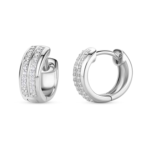 MIORE Damen Creolen | 925 Sterling Silber | mit 44 Zirkonias von 0,35 Karat | hautfreundliche Silber Ohrringe | Damen Schmuck vom Juwelier von MIORE