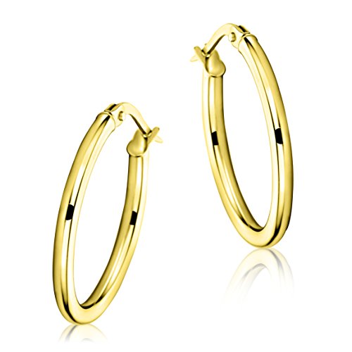 Miore Ohrringe Damen klassische Creolen aus Gelbgold 9 Karat / 375 Gold, ovale Ohrschmuck 24 x 18 mm Miore Ohrringe Damen klassische Creolen aus Gelbgold 9 Karat / 375 Gold, ovale Ohrschmuck 24 x 18 mm von MIORE