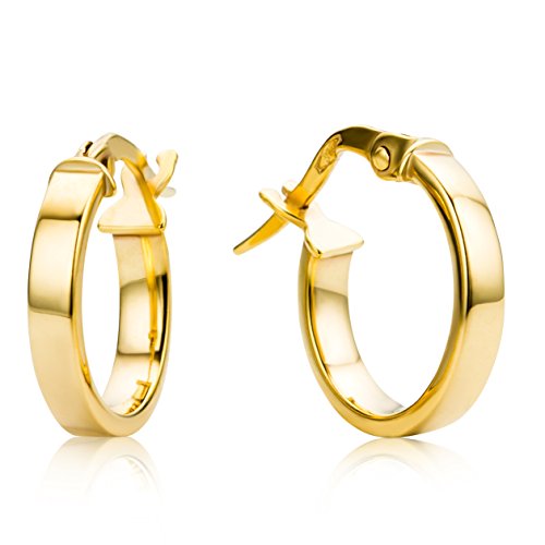 MIORE goldene Ohrringe Damen- 9 Karat 375 Creolen Gold- Hoops Gelbgold- hautfreundliche Echtgold Ohrringe 2.5 x 13.5 mm- Damen Schmuck vom Juwelier von MIORE