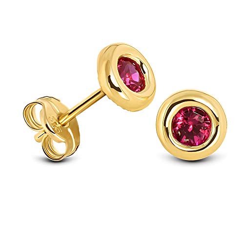 Miore Ohrringe Damen Gelbgold 9 Karat / 375 Gold Ohrstecker Solitär Rubin von MIORE