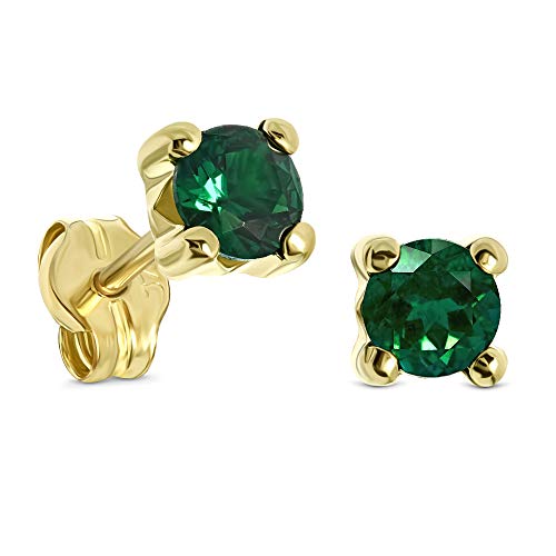Miore Ohrringe Damen 4-Steg-Krappenfassung Ohrstecker mit Edelstein/Geburtsstein Smaragd in grün aus Gelbgold 9 Karat / 375 Gold, Ohrschmuck Miore Ohrringe Damen 4-Steg-Krappenfassung Ohrstecker mit Edelstein/Geburtsstein Smaragd in grün aus Gelbgold 9 Karat / 375 Gold, Ohrschmuck von MIORE