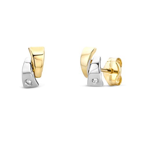 Miore Ohrringe Damen Ohrstecker Bicolor Gelbgold / Weißgold 14 Karat / 585 Gold Diamant Brillianten von MIORE