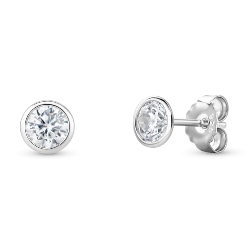 MIORE Ohrringe Silber 925 - Ohrringe Damen, Ohrstecker mit 2 funkelnden Zirkonia-Steinen 1.80 Ct, Piercing Ohr, Damenohrringe, Silberschmuck, Schmuck Damen allergenfrei - geliefert in Schmuckschatulle von MIORE
