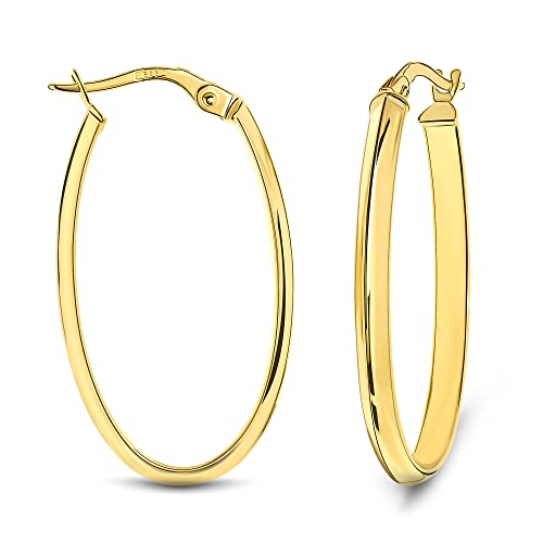 Miore Ohrringe Damen klassische ovale glänzende Creolen aus Gelbgold 14 Karat / 585 Gold, Ohrschmuck von MIORE