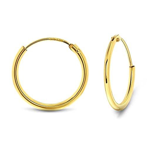 Miore Ohrringe Damen klassische runde glänzende Creolen aus Gelbgold 9 Karat / 375 Gold, Ohrschmuck von MIORE